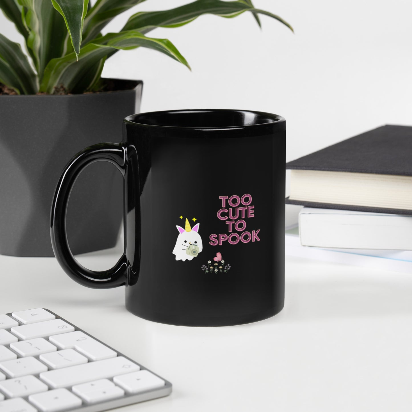 Too cute to spook Black Glossy Mug