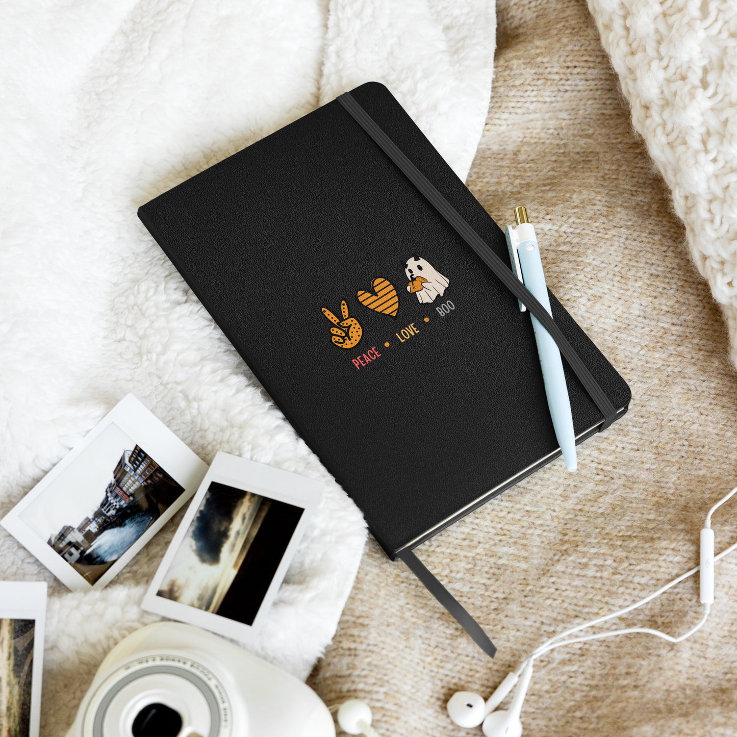 Love Peace Boo Hardcover bound notebook