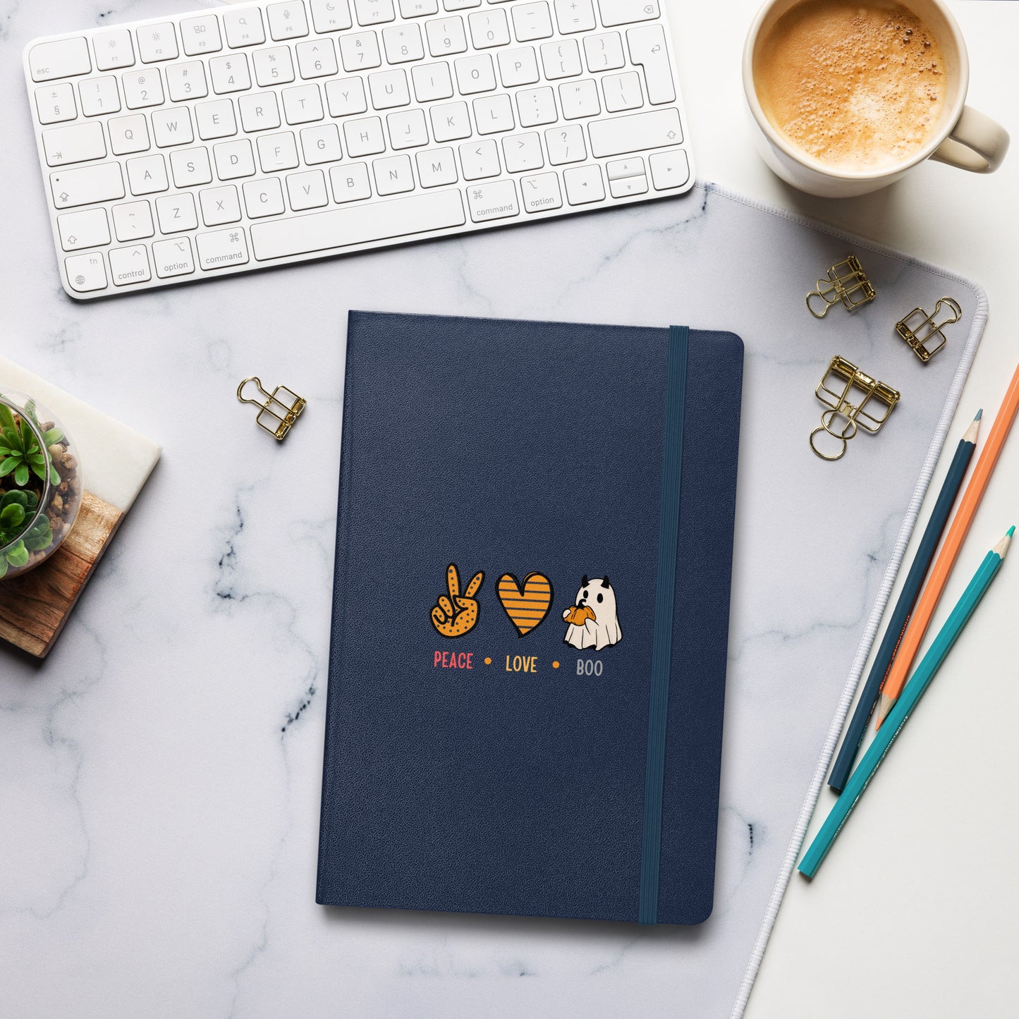 Love Peace Boo Hardcover bound notebook