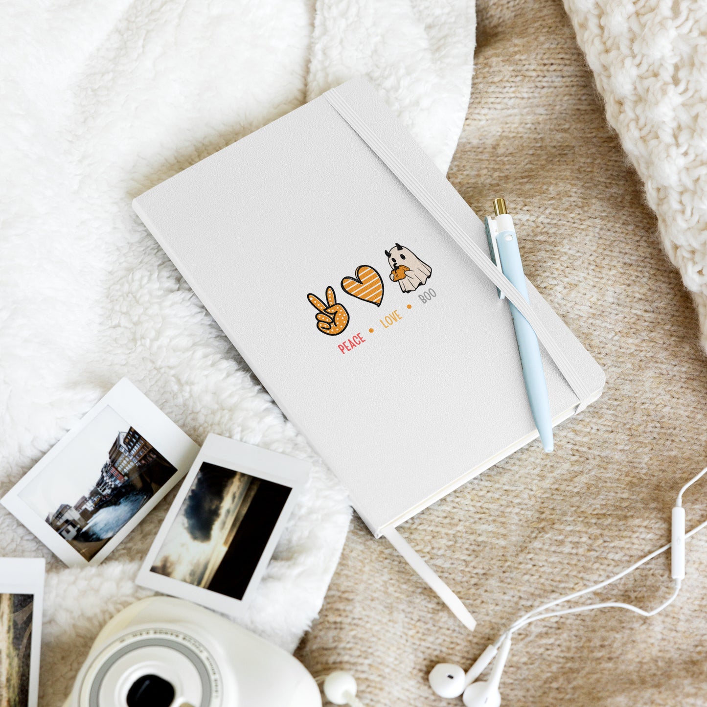 Love Peace Boo Hardcover bound notebook