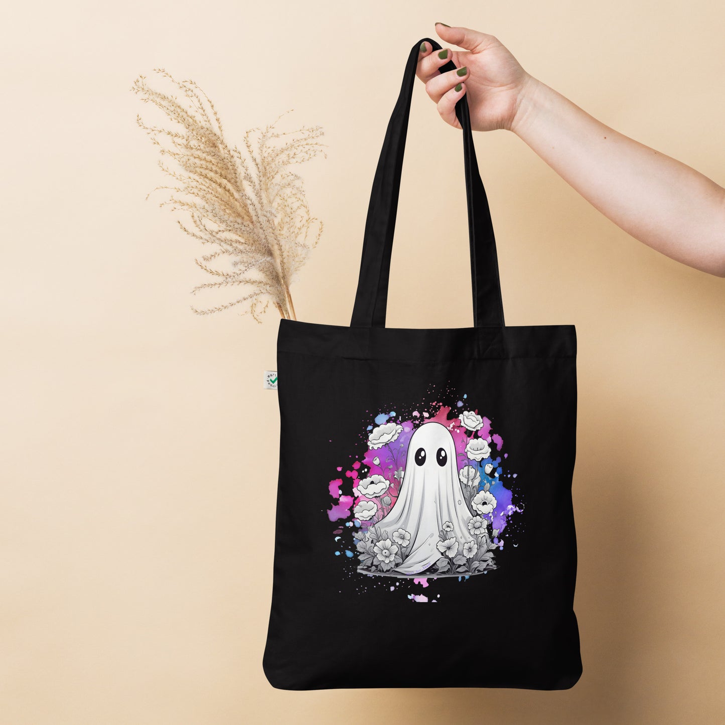 Flowers Organic fashion tote bag