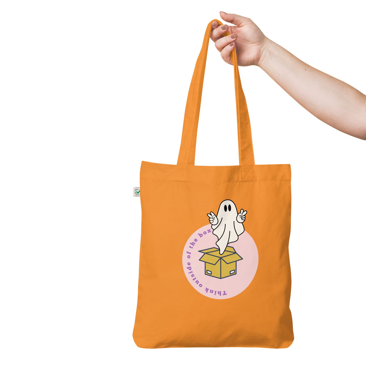 Out of the box thinking Organic fashion tote bag