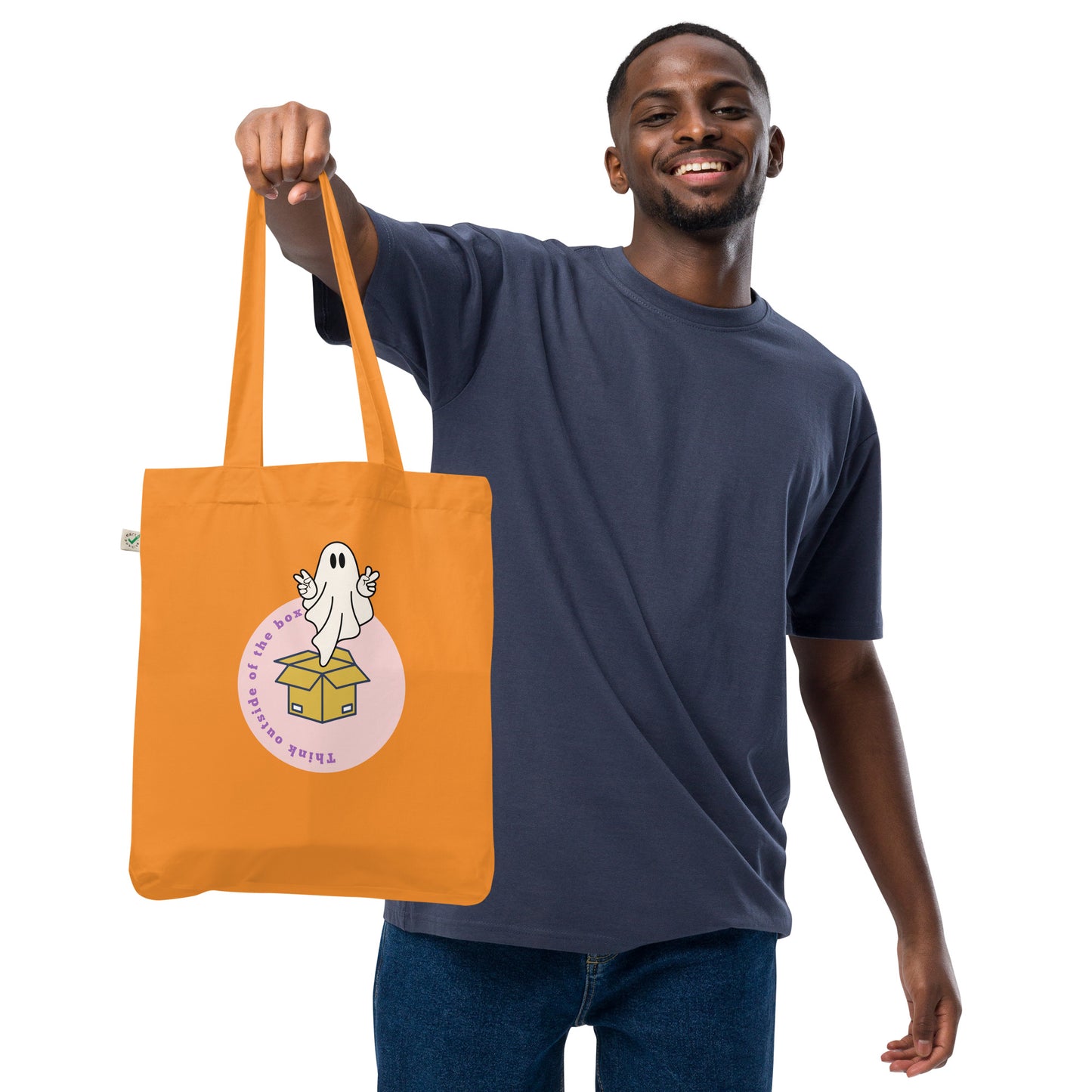 Out of the box thinking Organic fashion tote bag