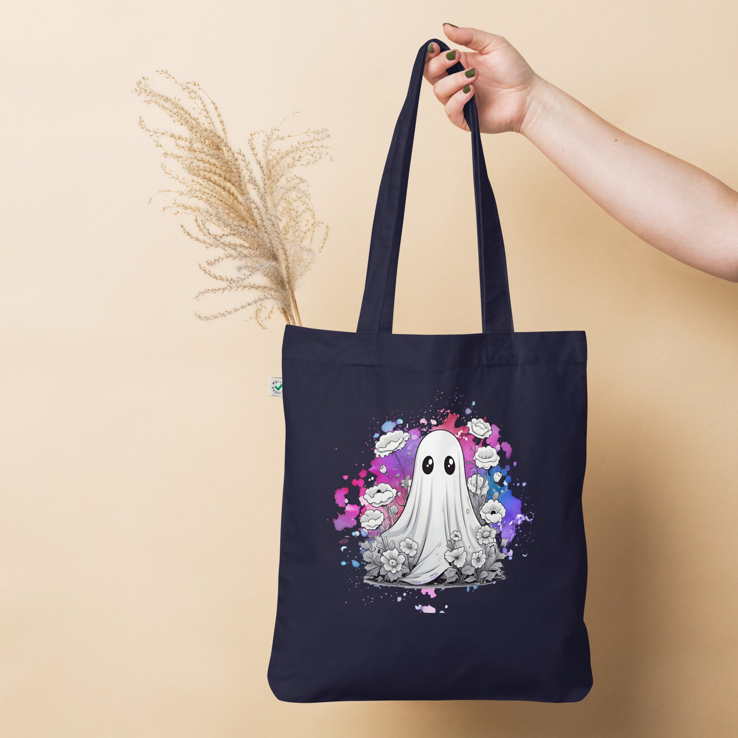 Flowers Organic fashion tote bag