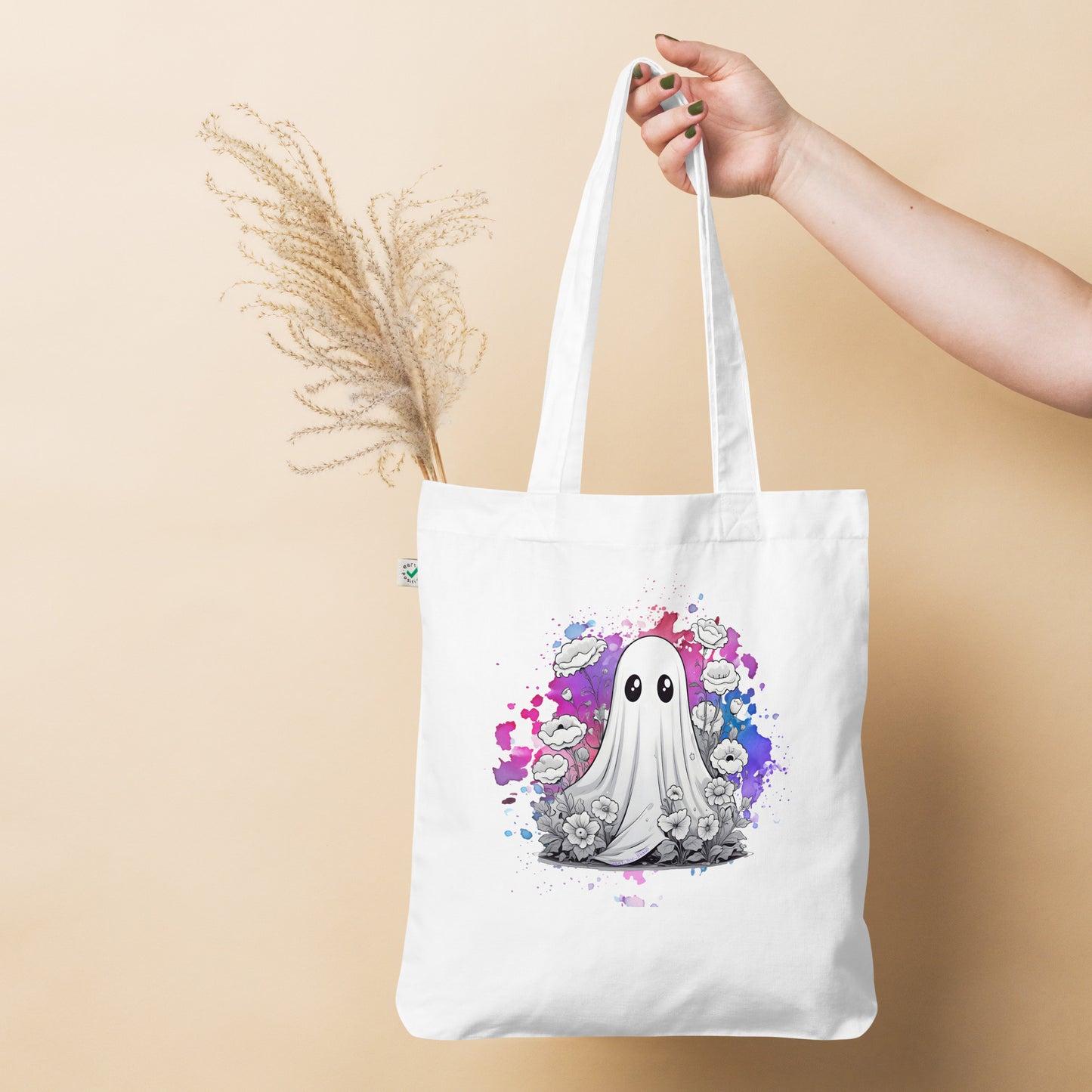 Flowers Organic fashion tote bag