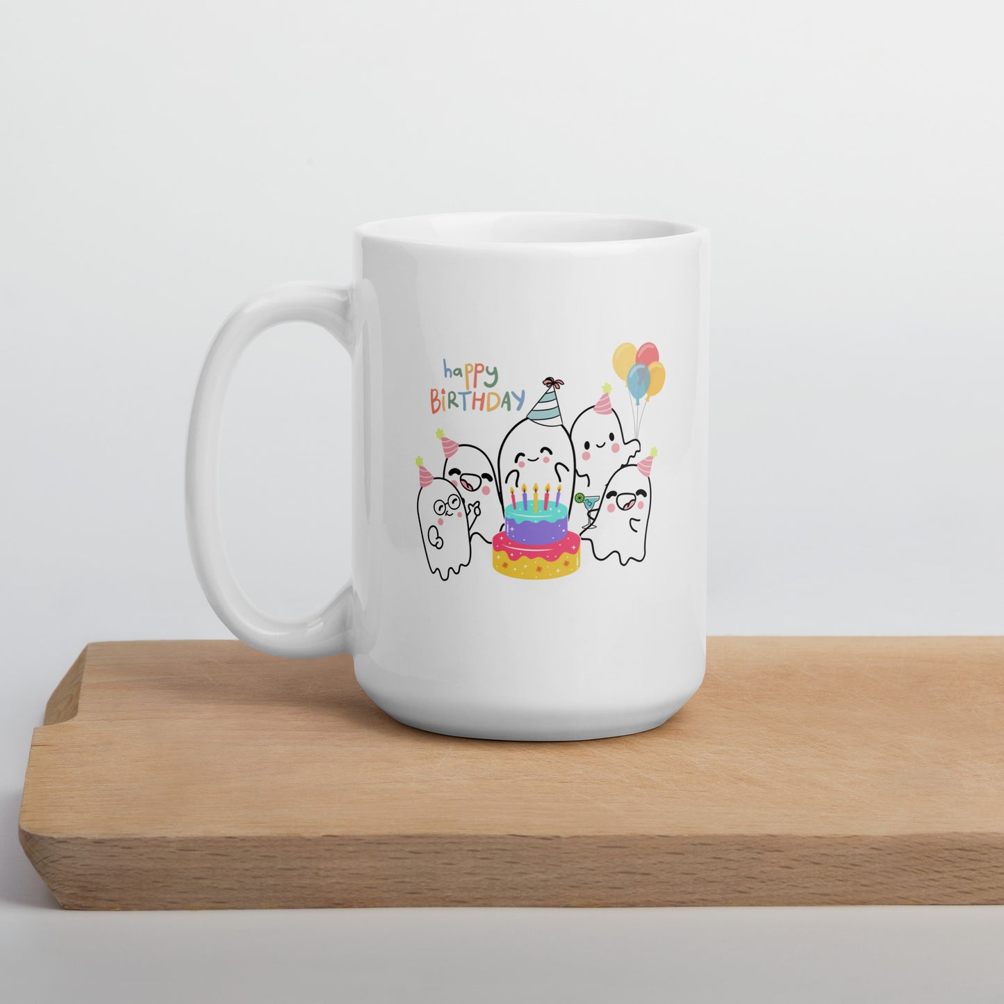 Birthday Boo White glossy mug