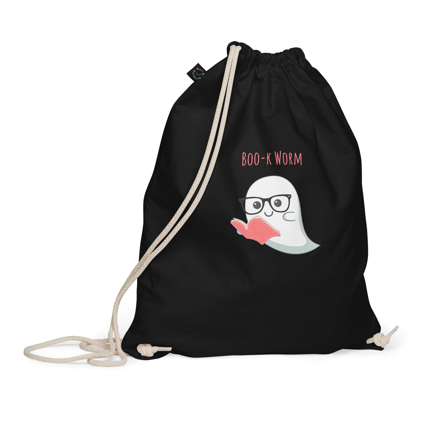 Book worm Organic cotton drawstring bag