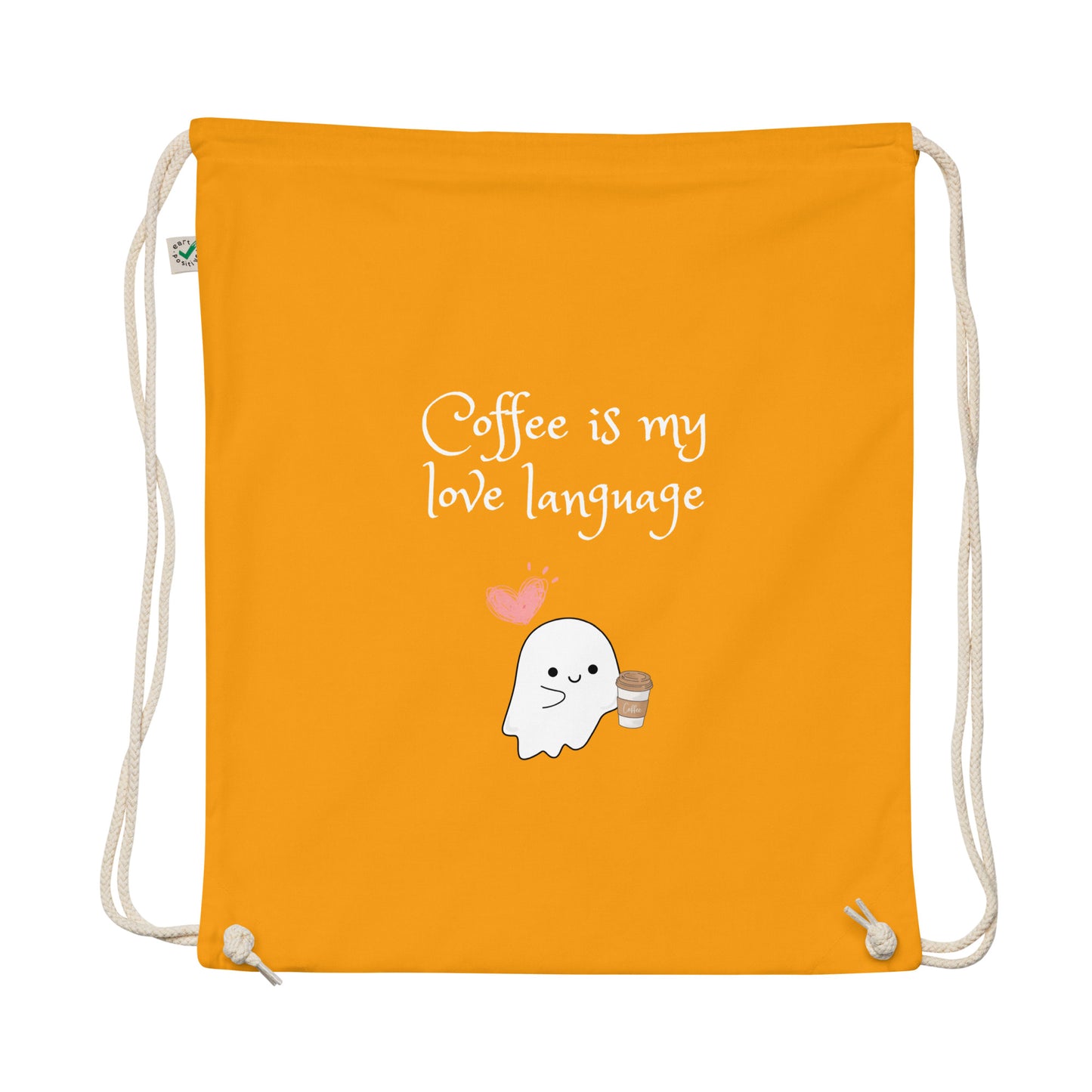 Coffee is my love language Organic cotton drawstring bag