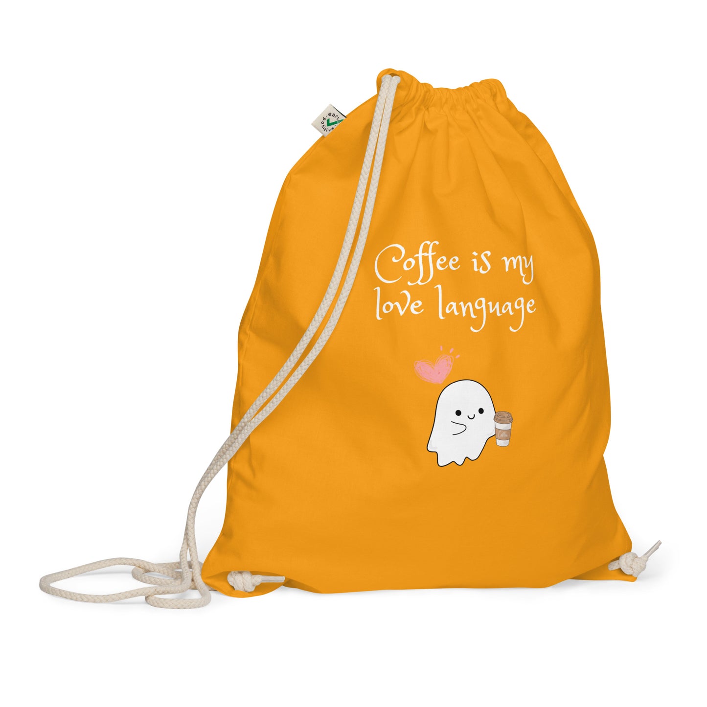 Coffee is my love language Organic cotton drawstring bag