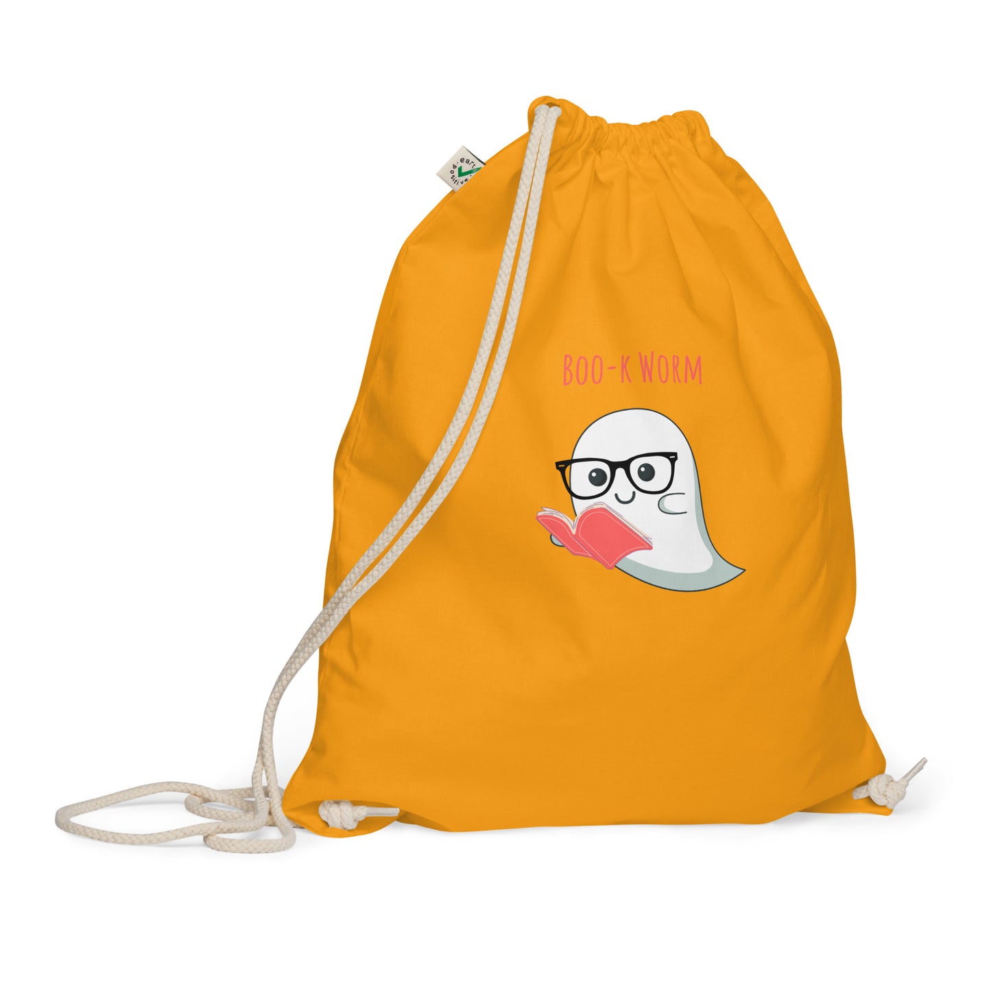 Book worm Organic cotton drawstring bag