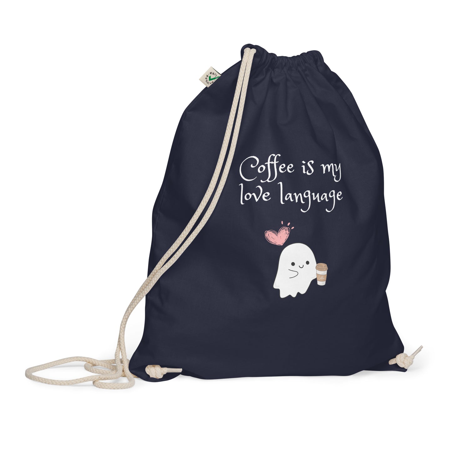 Coffee is my love language Organic cotton drawstring bag