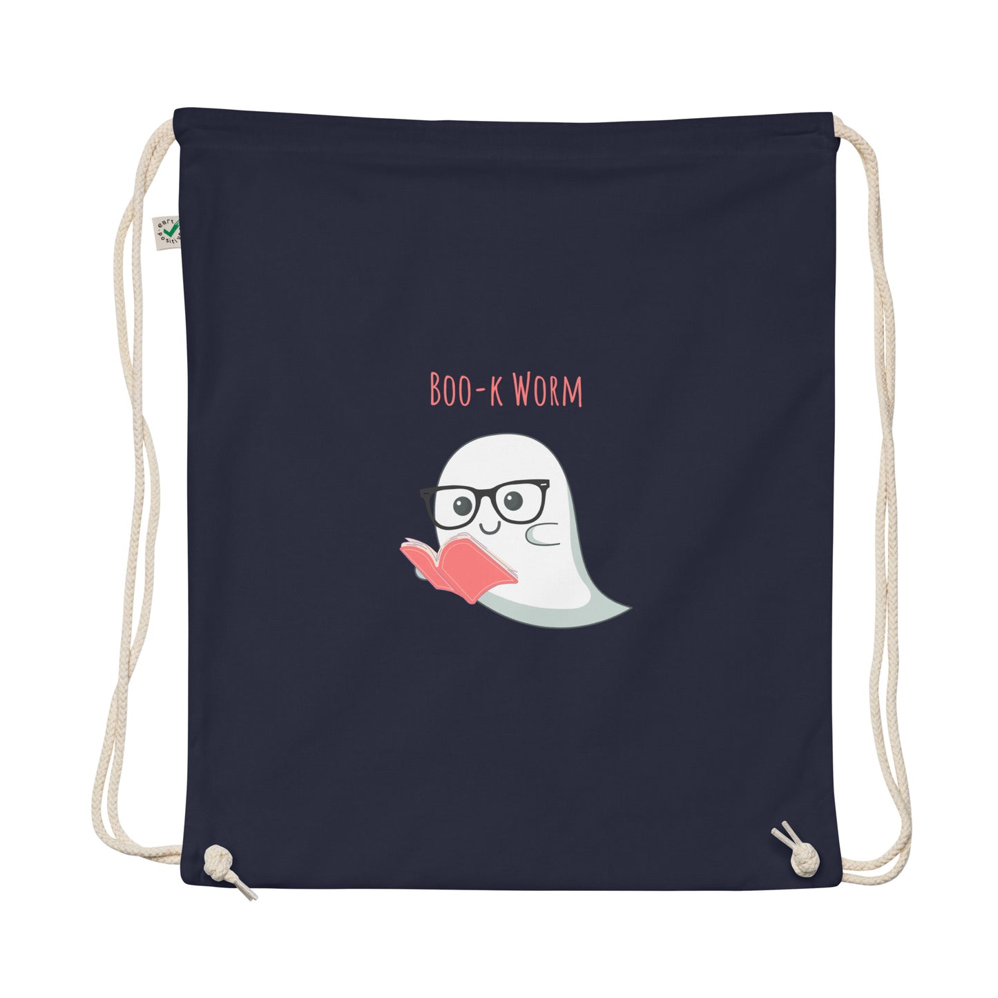 Book worm Organic cotton drawstring bag