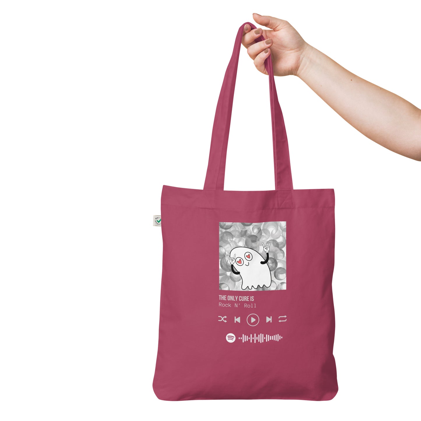 The only cure is rock n roll organic fashion tote bag