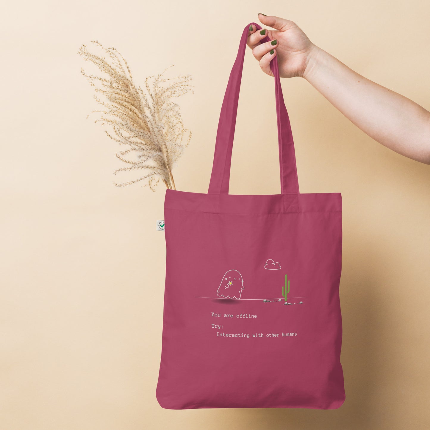 You're offline organic fashion tote bag