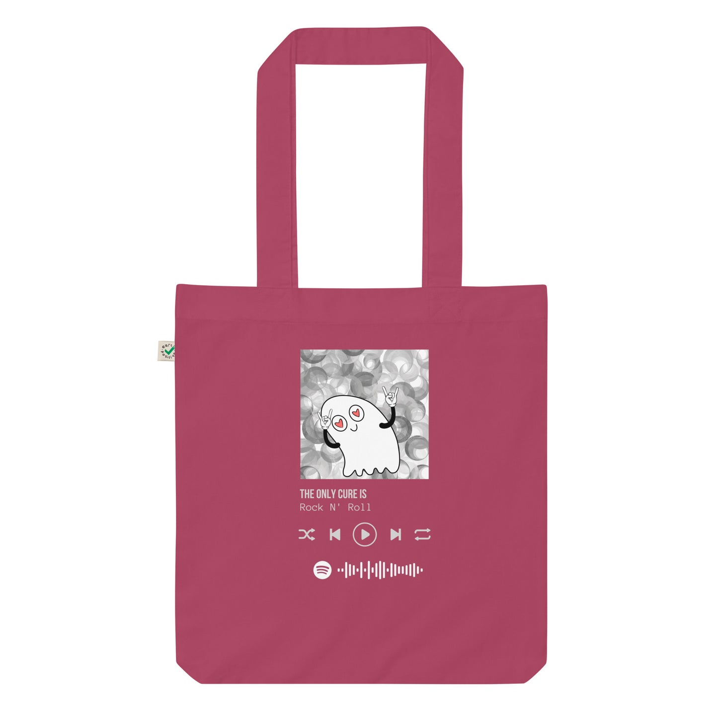 The only cure is rock n roll organic fashion tote bag