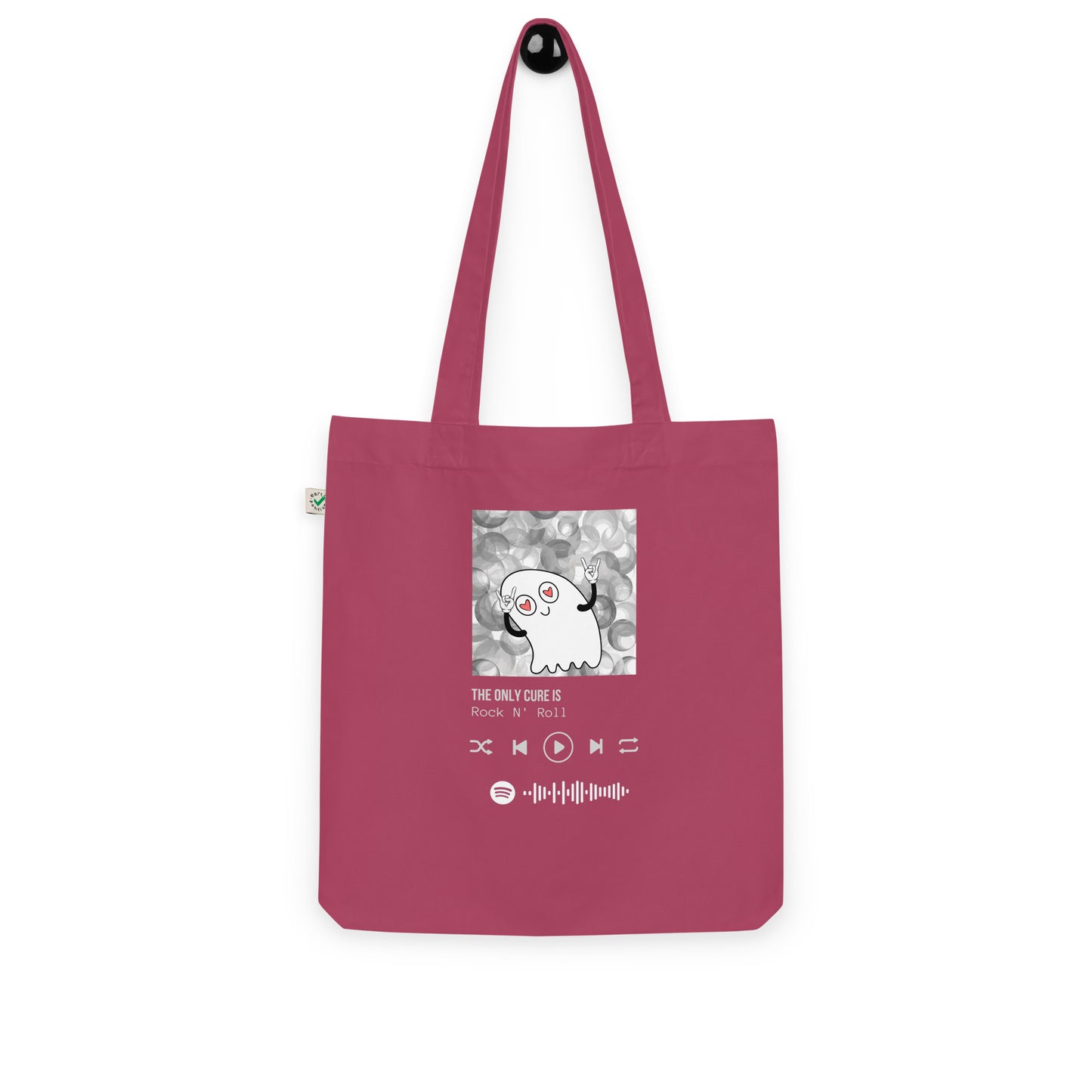 The only cure is rock n roll organic fashion tote bag