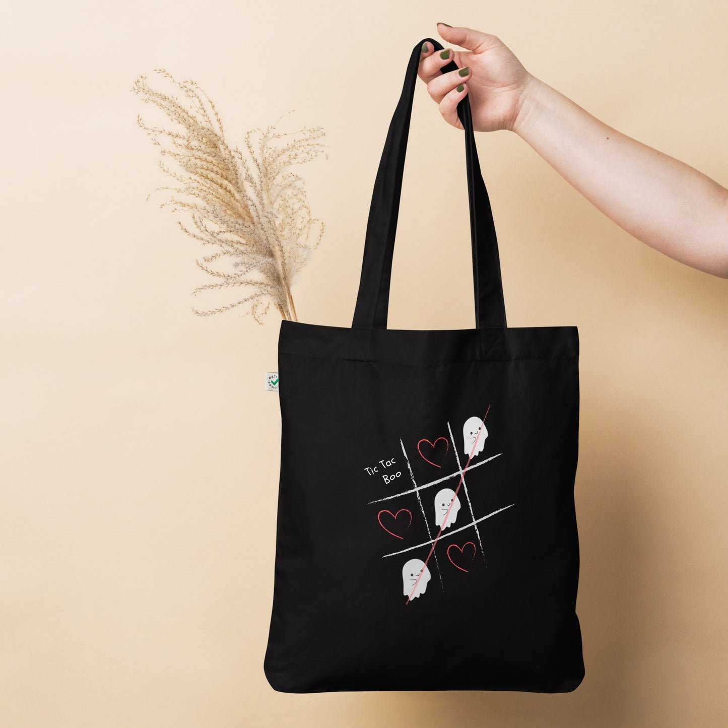 Tic-Tac-Boo Organic fashion tote bag