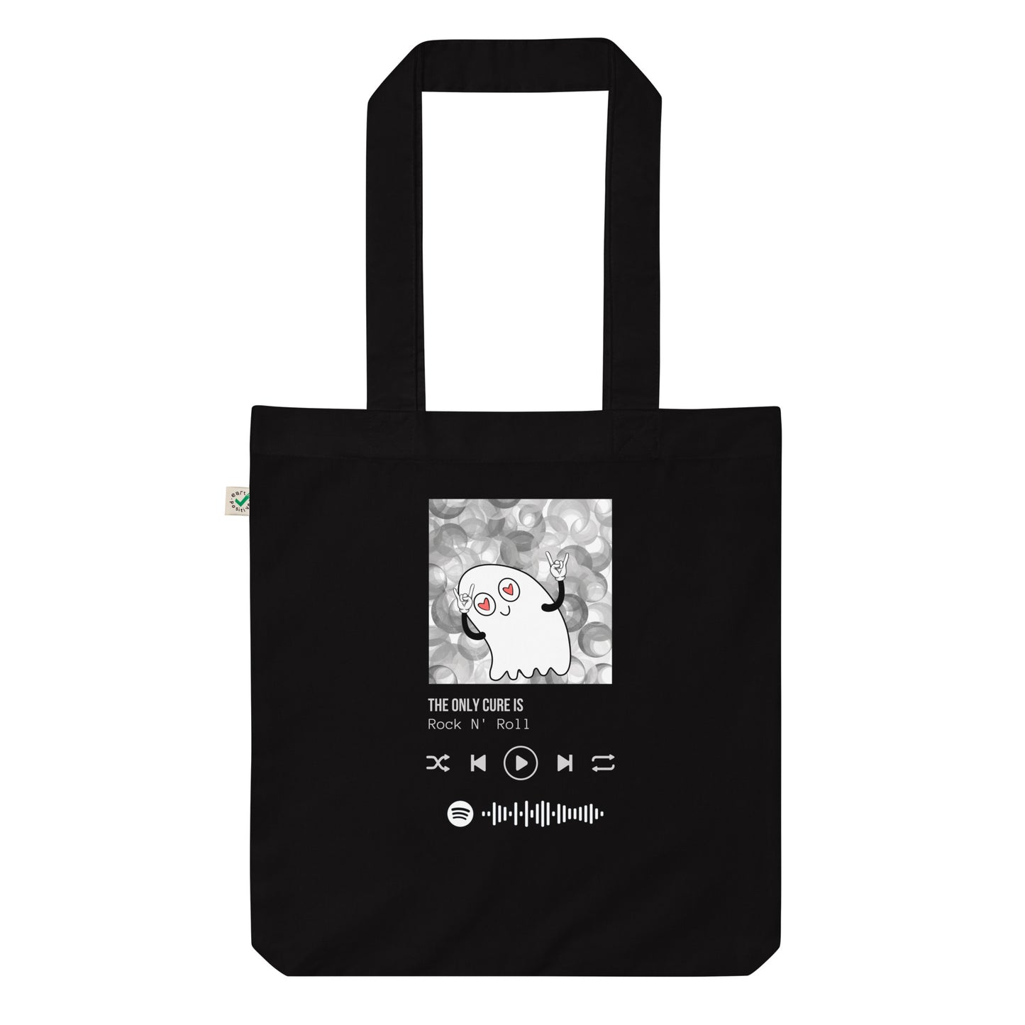 The only cure is rock n roll organic fashion tote bag