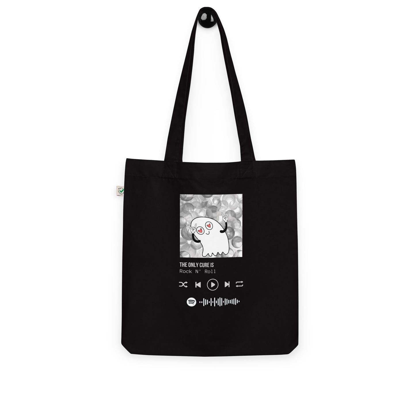 The only cure is rock n roll organic fashion tote bag