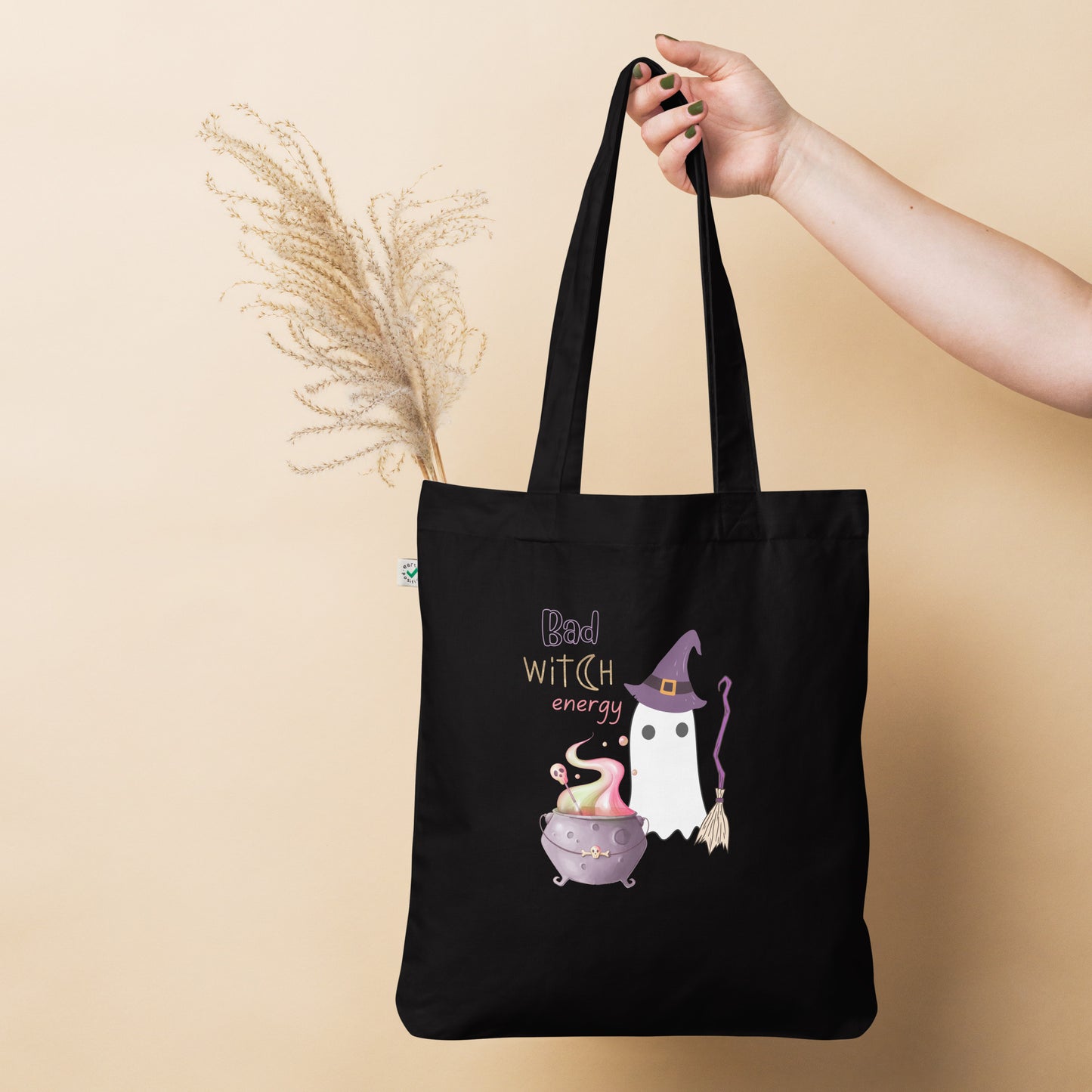 Bad witch energy organic fashion tote bag