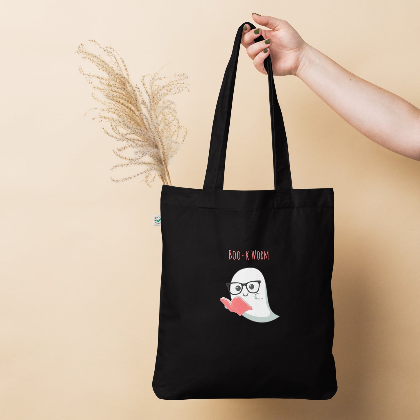 Book worm Organic fashion tote bag