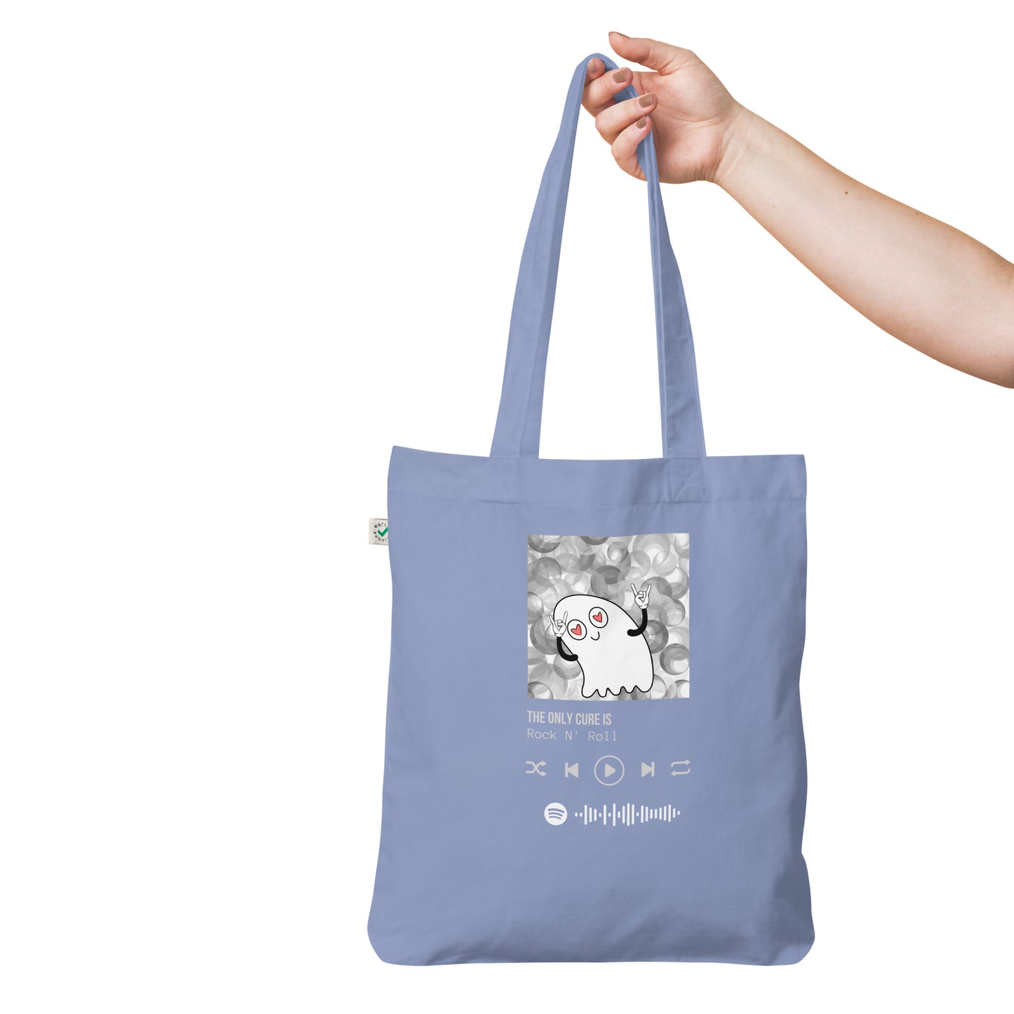 The only cure is rock n roll organic fashion tote bag