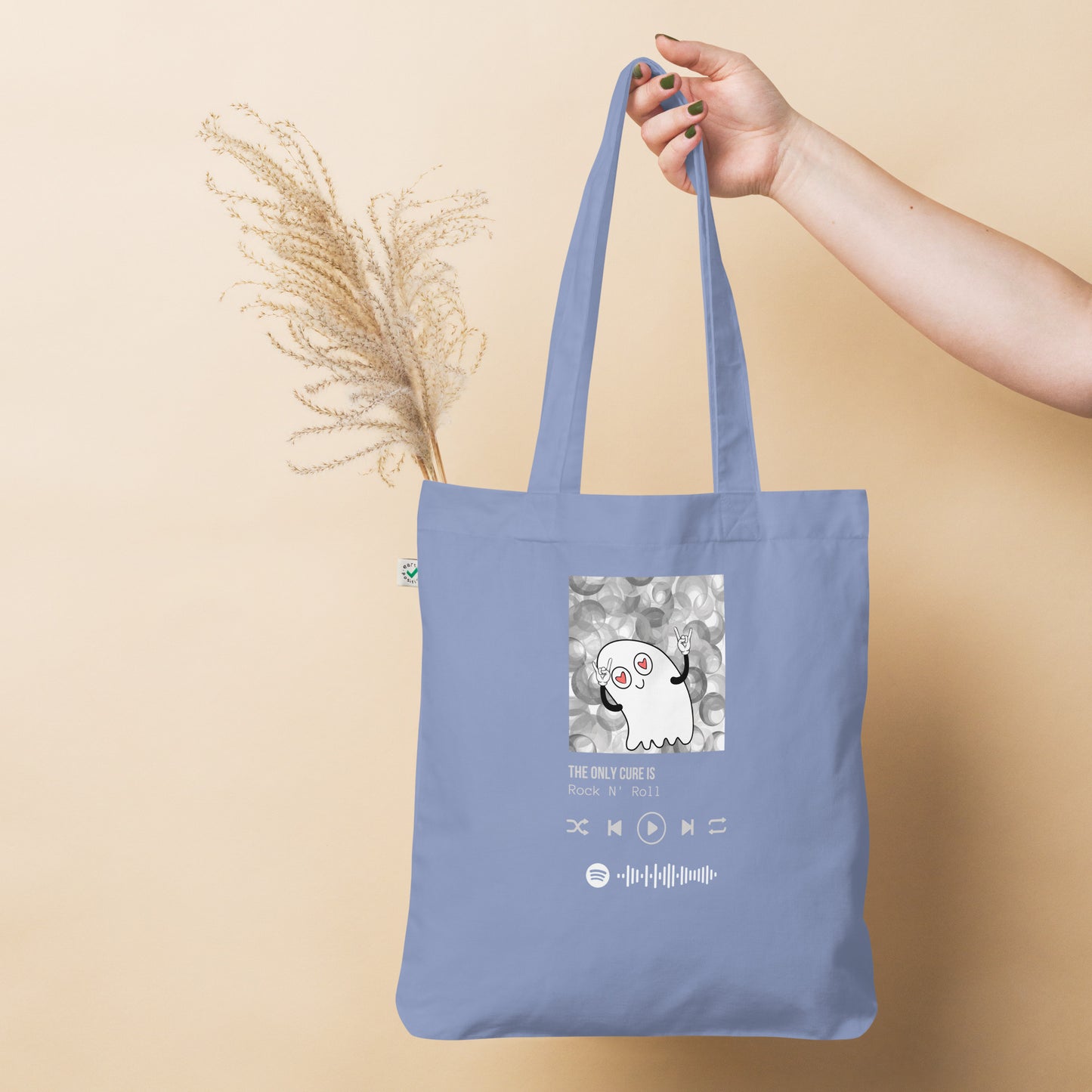 The only cure is rock n roll organic fashion tote bag