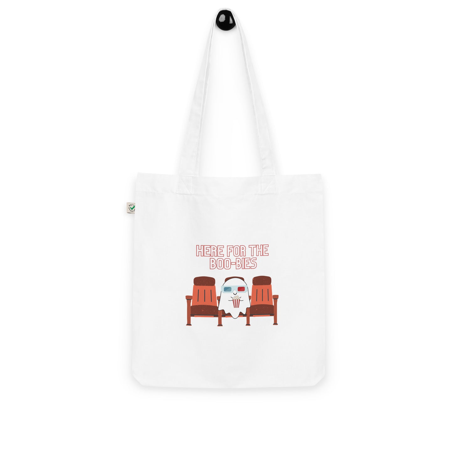 Here for the Boobies Organic fashion tote bag