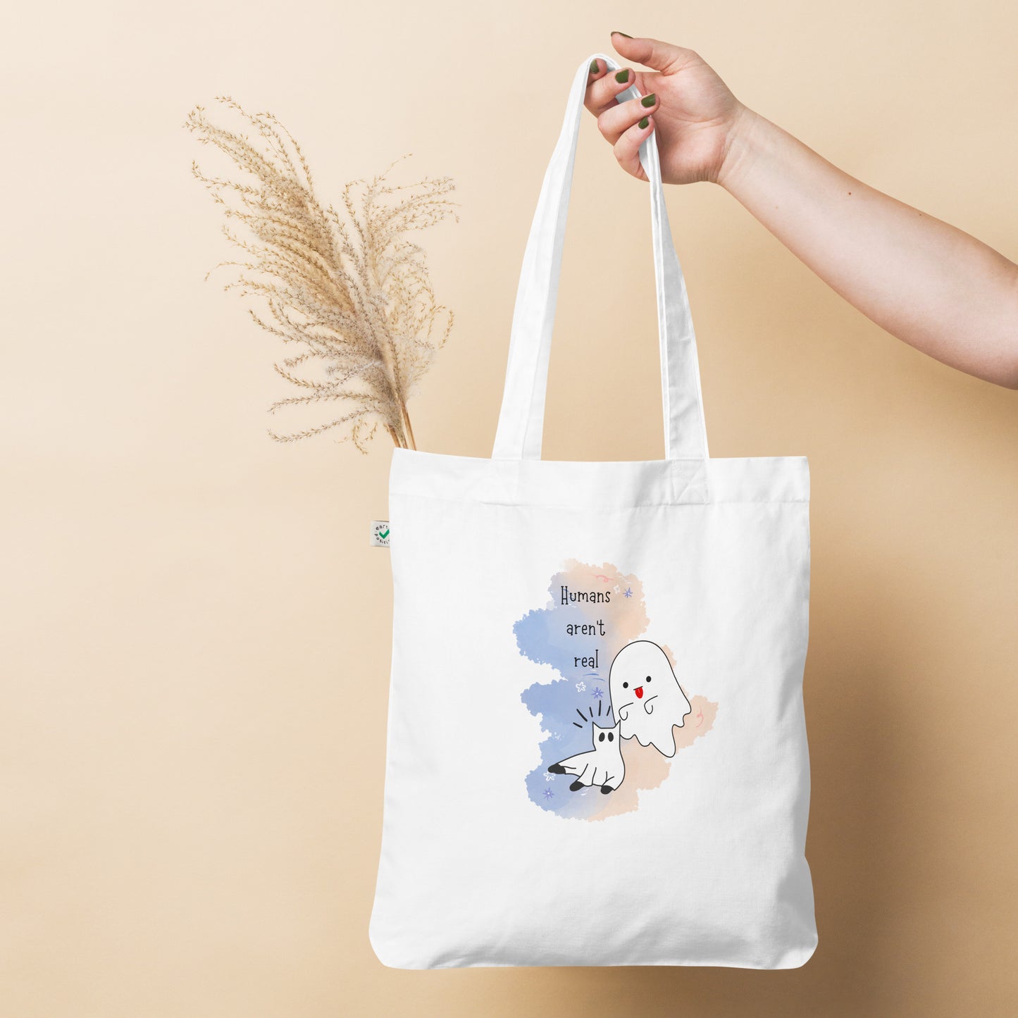 Humans aren't real Organic fashion tote bag