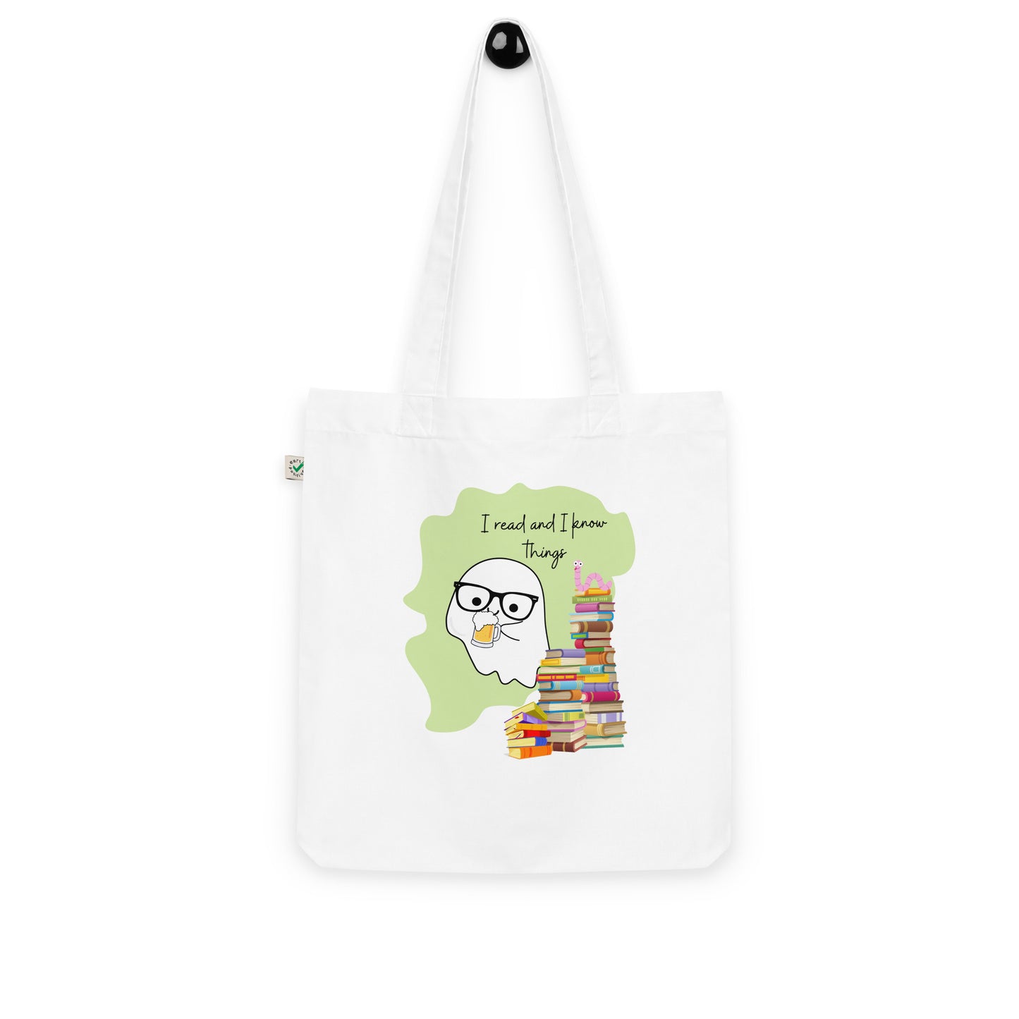 I read and I know things Organic fashion tote bag