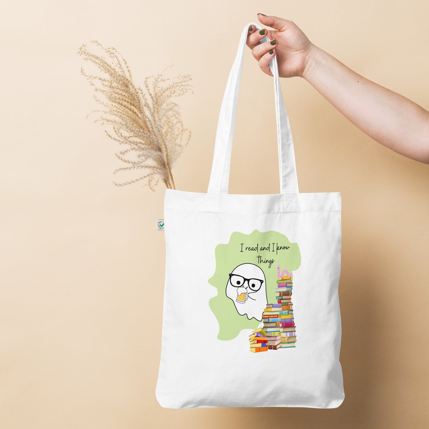 I read and I know things Organic fashion tote bag