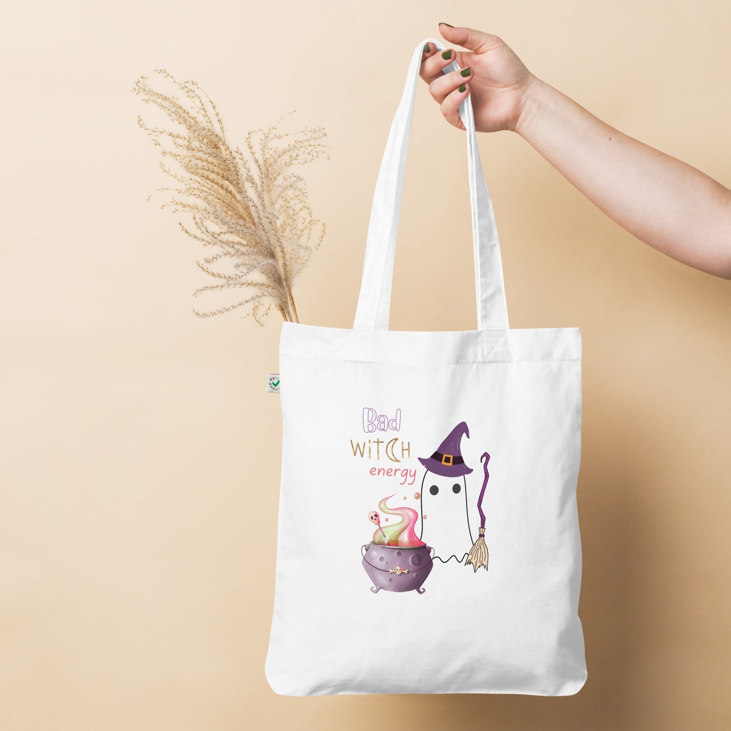 Bad witch energy organic fashion tote bag