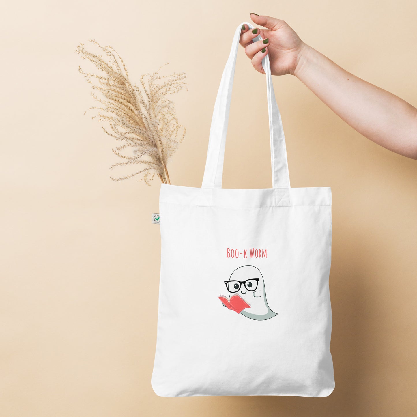 Book worm Organic fashion tote bag