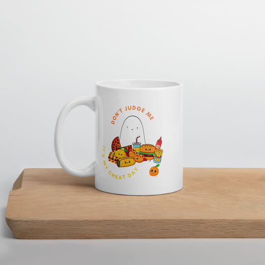 Cheat day White glossy mug