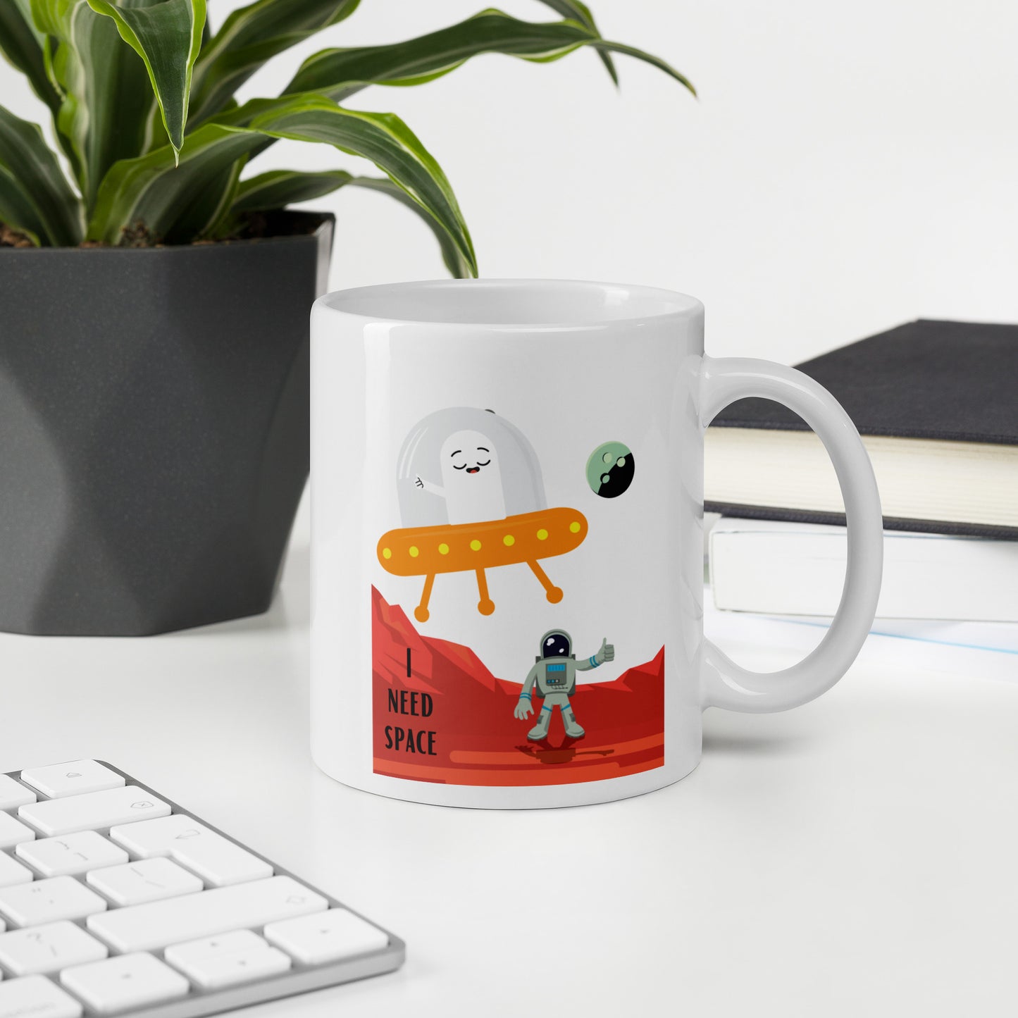 I need space White glossy mug