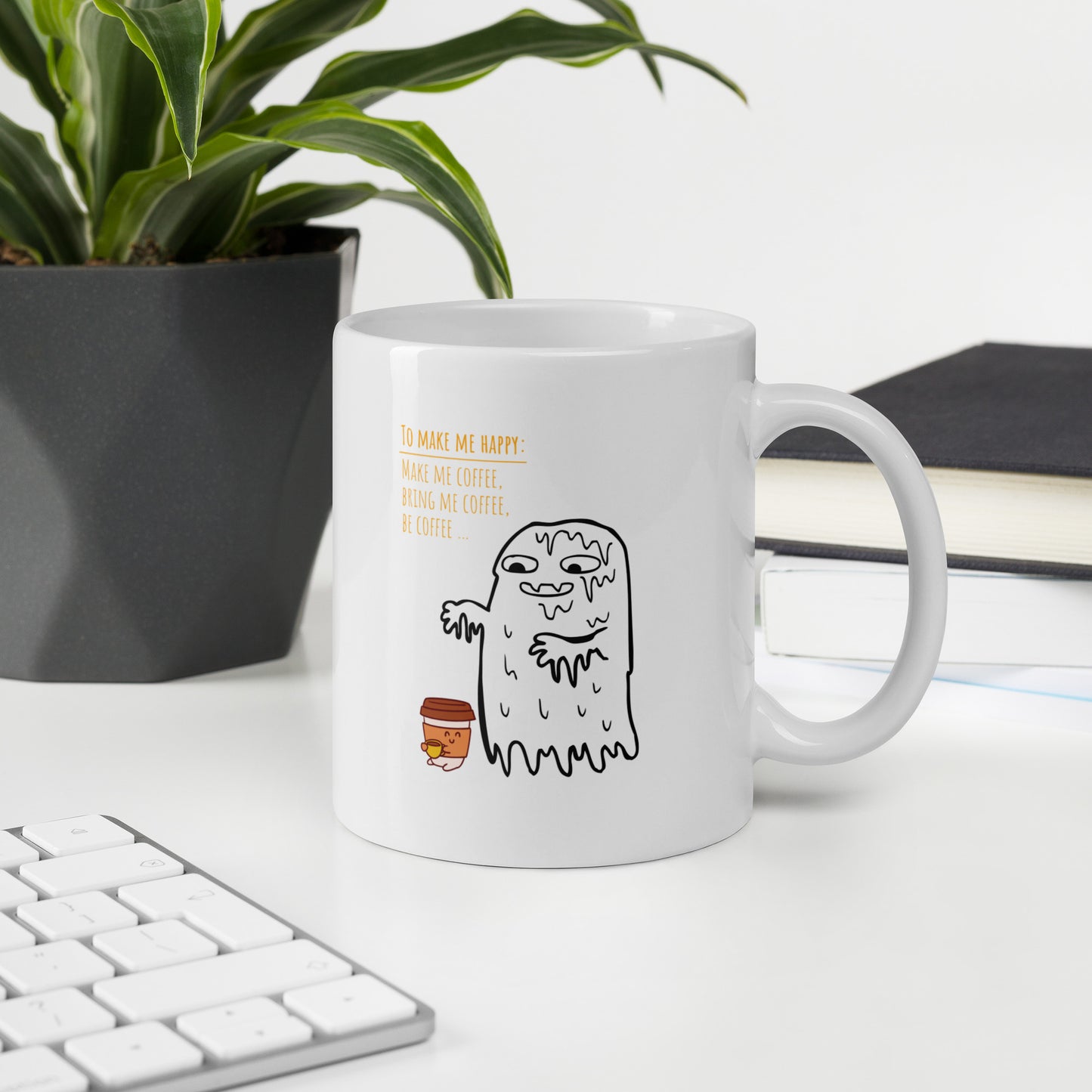 Be Happy White glossy mug