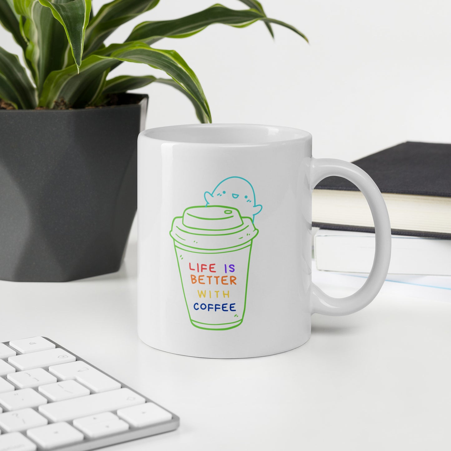 Life is better with coffee White glossy mug