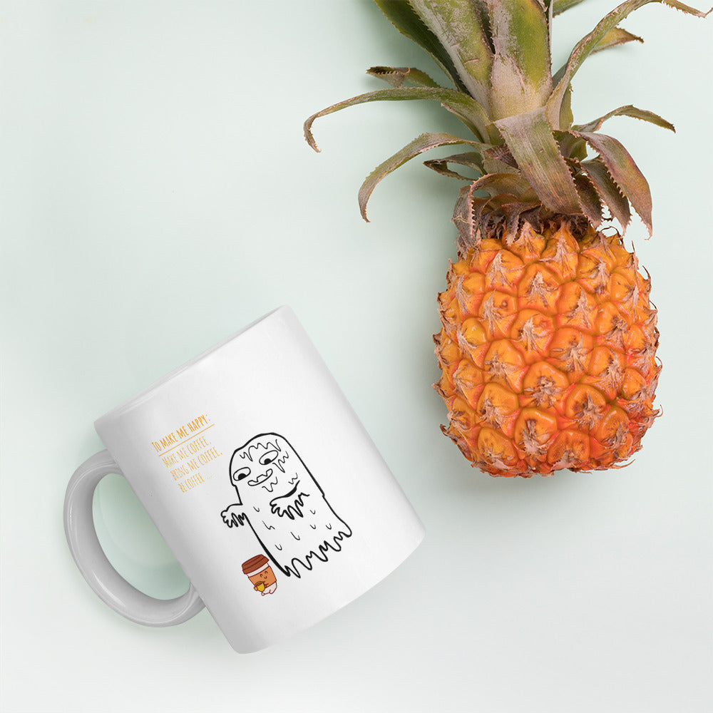 Be Happy White glossy mug