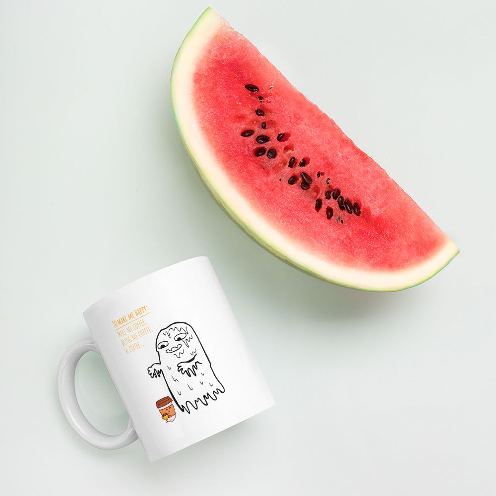 Be Happy White glossy mug