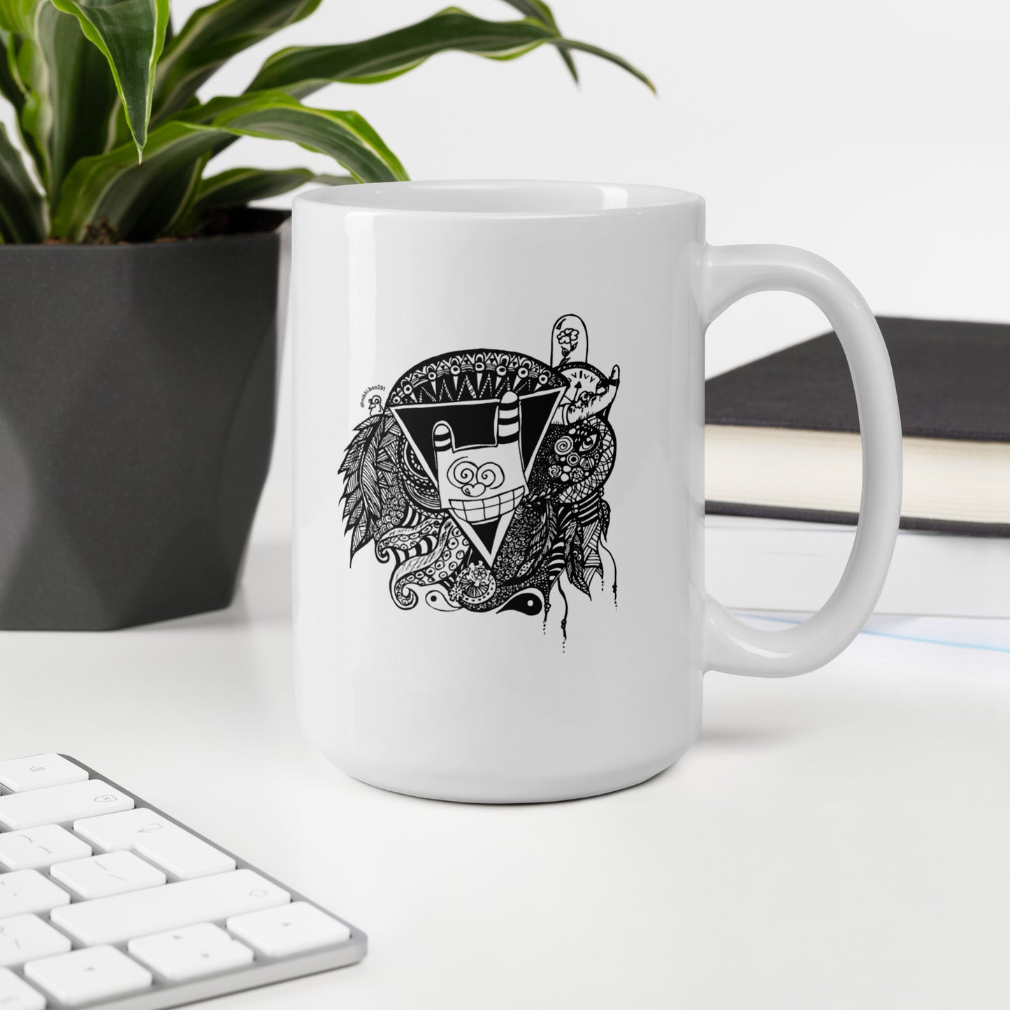 Wonderland White glossy mug