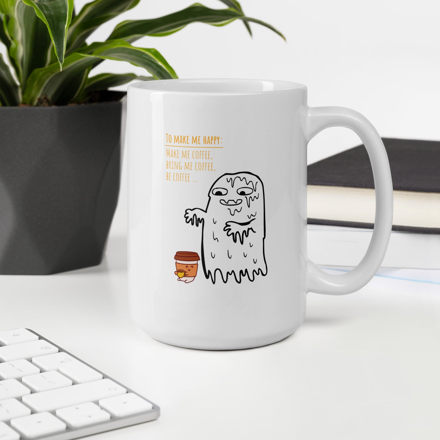 Be Happy White glossy mug