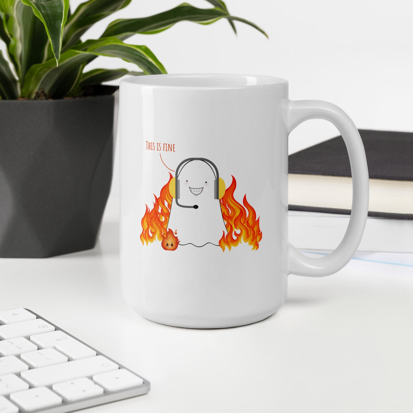 This is fine White glossy mug