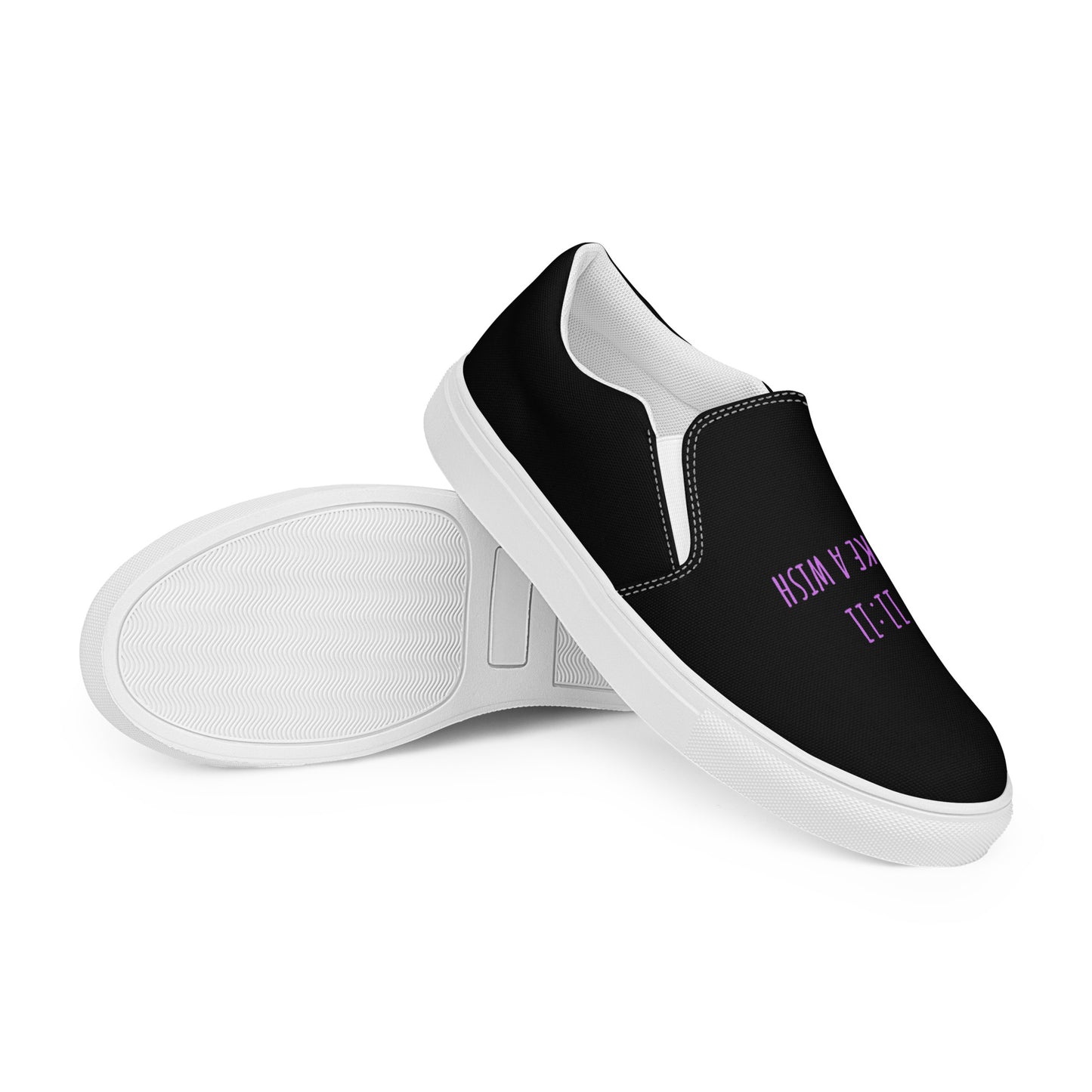 11:11 Women’s slip-on canvas shoes (Black)